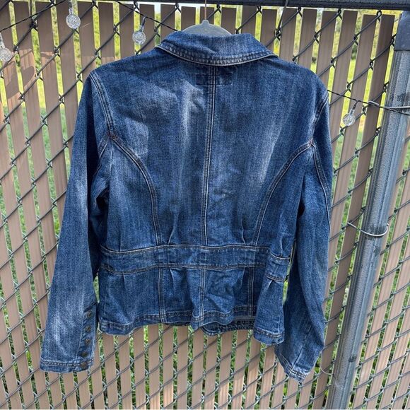 Baccini Women Long Sleeve Button Down Medium Denim Jacket Pockets Size L - Picture 3 of 6